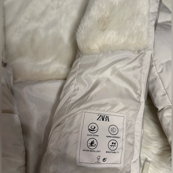 Zara Cream Color Buffer Jacket /duck Down/ Water Repellent/ - Picture 6 of 8